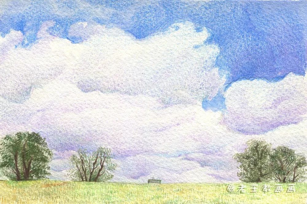 夏天画一幅画简单又漂亮,如何用马克笔画蓝天白云