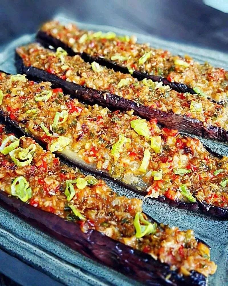 肉沫烧烤茄子蒜蓉做法,烤茄子蒜蓉肉末做法烤箱