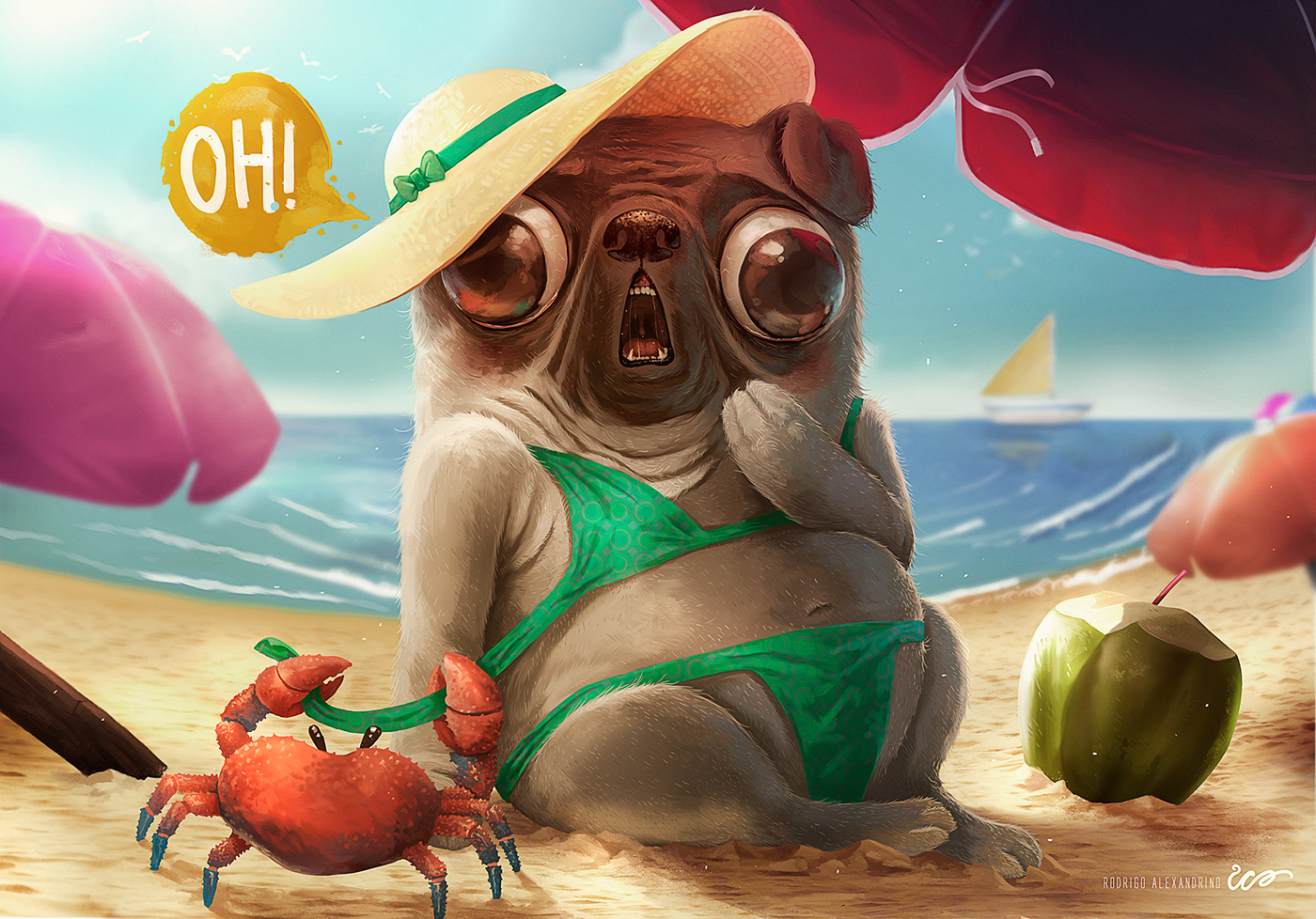 插画procreate水稻,插画procreate饰品书籍