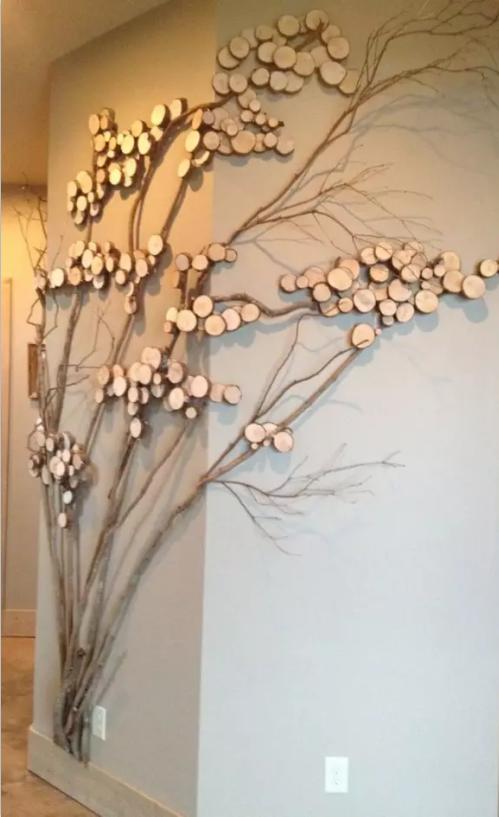 枯枝装饰墙面,枯枝打造家庭装饰