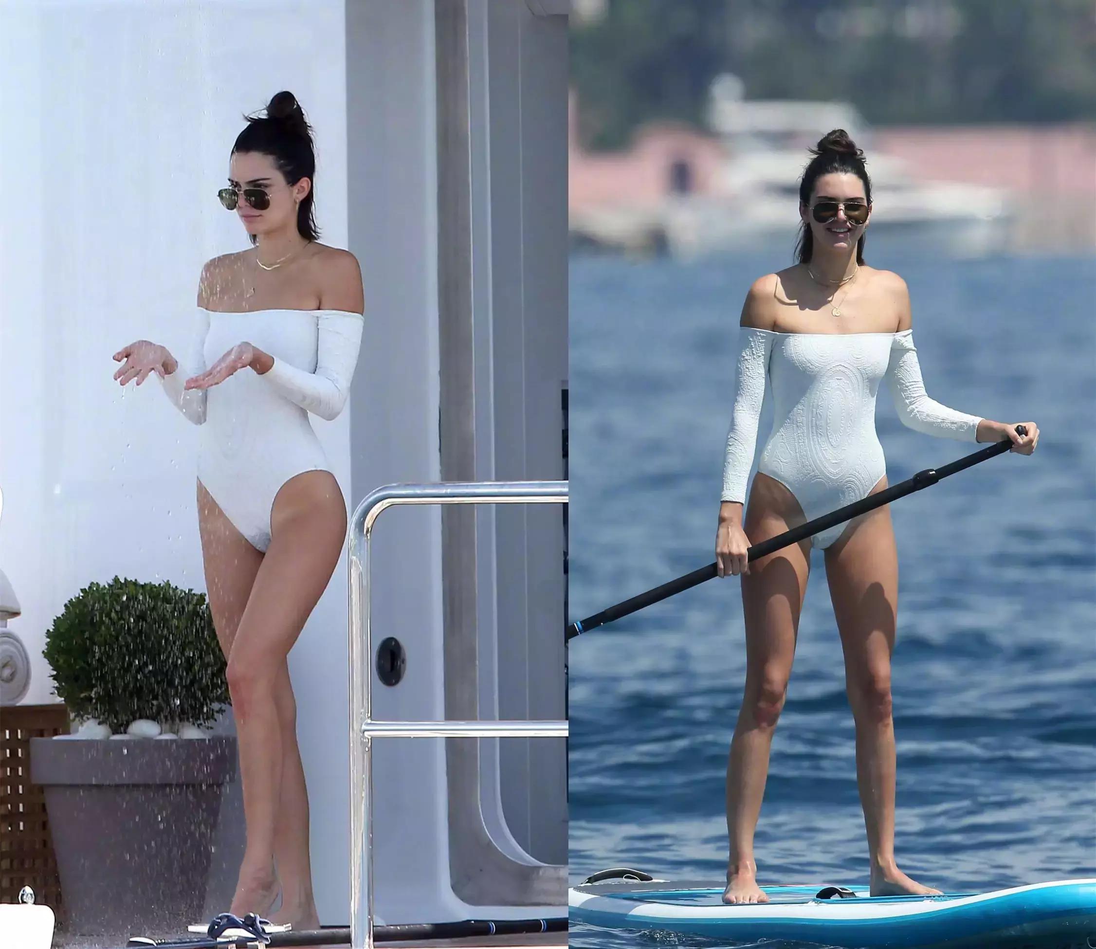 超模肯豆海边,肯豆和其他模特海边合照