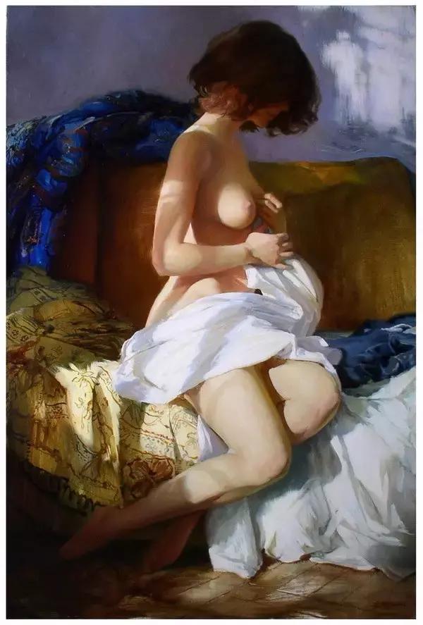 “文艺三级片”式的裸女油画，青春逼人！高价出手