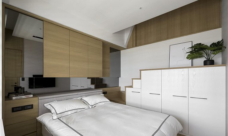 小户型错层2步台阶装修效果图,小户型错层空间设计