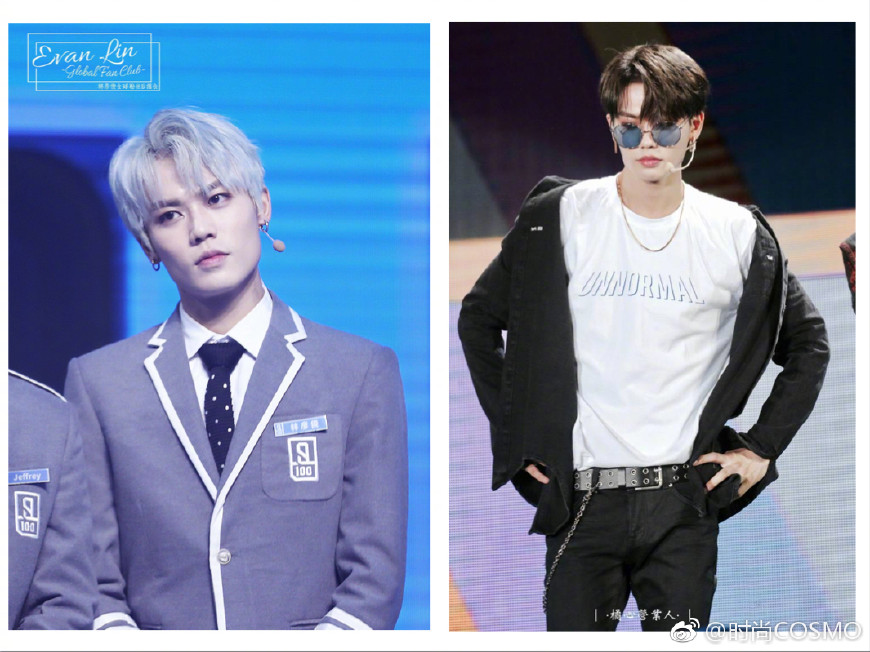 范丞丞绿头和黄明昊紫发造型,秦霄贤范丞丞gq盛典造型