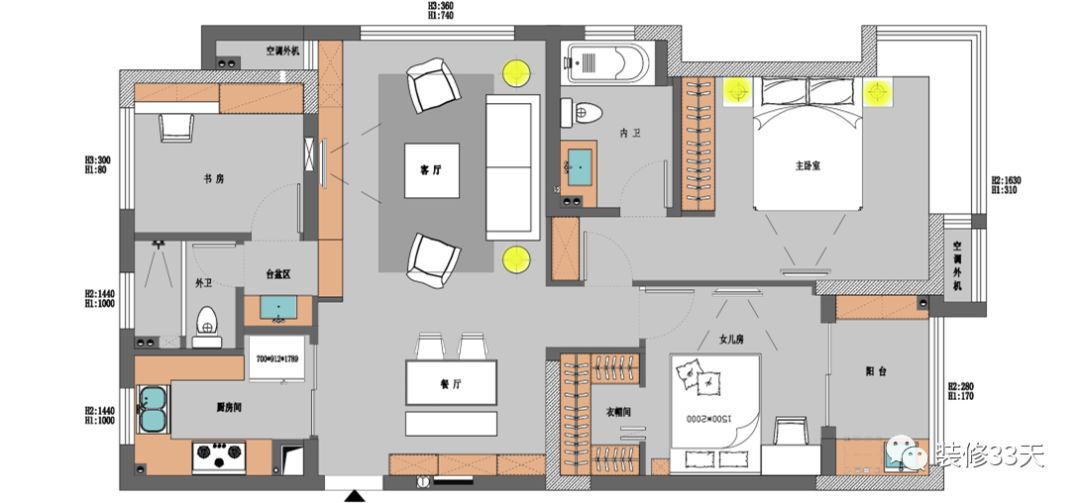 半包6万温馨的装修风格,6万装108平三室二厅一卫