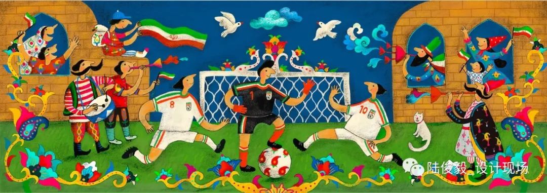 色彩构成世界杯插画图案,世界杯主题涂鸦