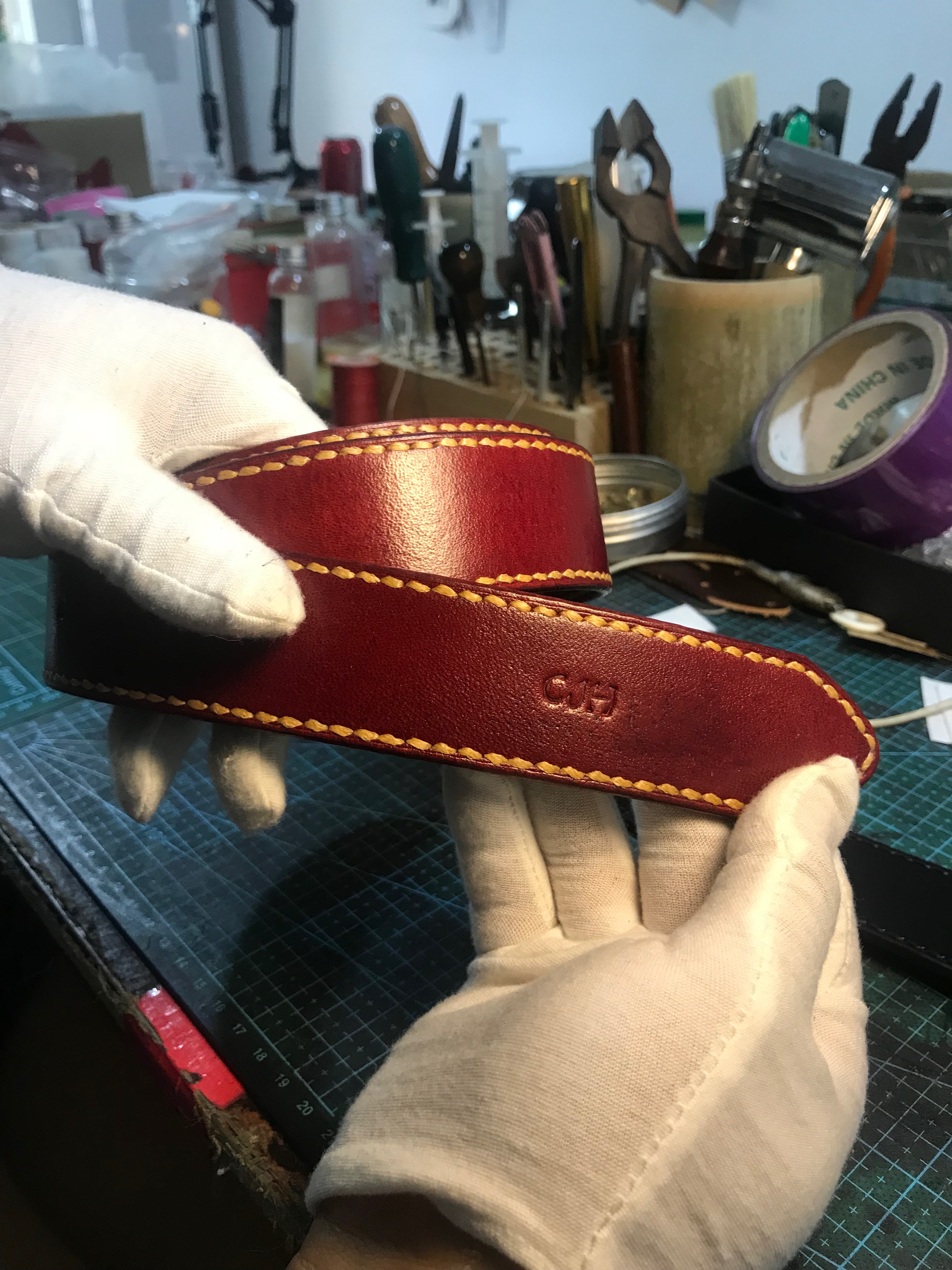 很厚的牛皮腰带制作过程,自己怎么做牛皮腰带