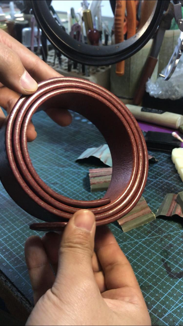很厚的牛皮腰带制作过程,自己怎么做牛皮腰带