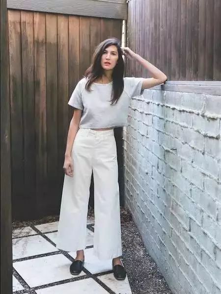 体恤的3种穿法,t恤搭配阔腿裤穿法