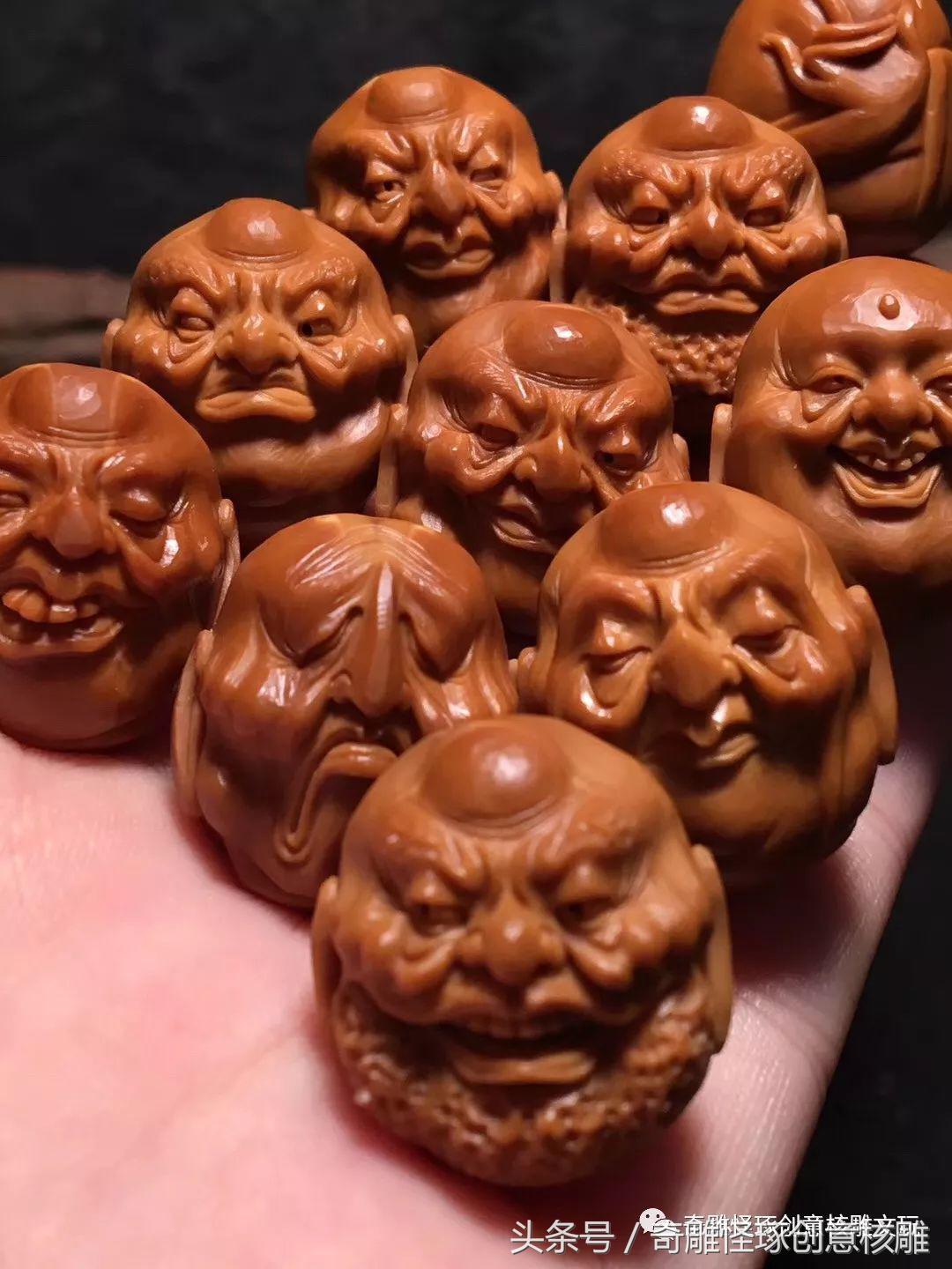 世界顶级极品橄榄核雕十八罗汉,知翠轩橄榄核雕双面十八罗汉价格
