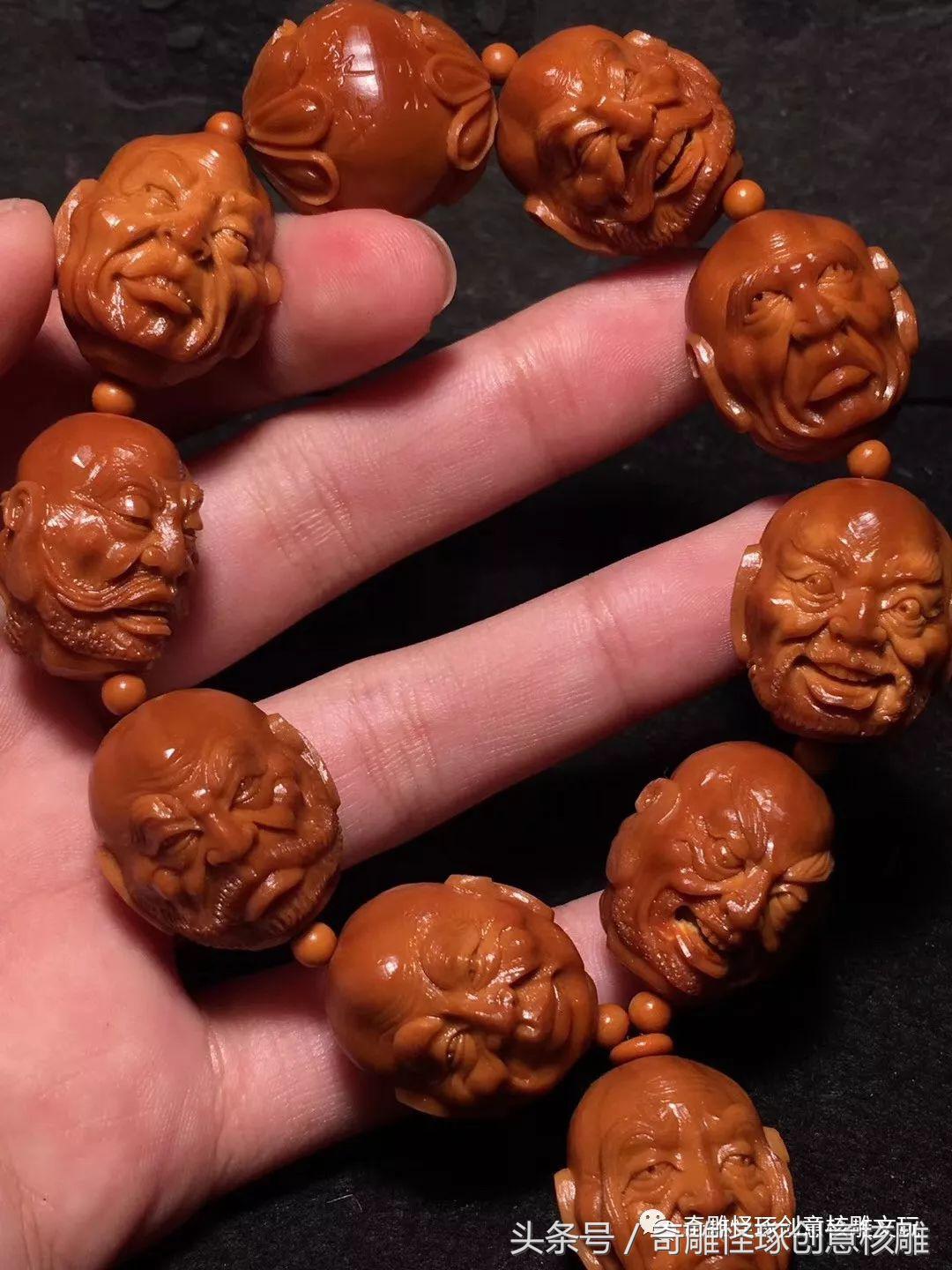 世界顶级极品橄榄核雕十八罗汉,知翠轩橄榄核雕双面十八罗汉价格