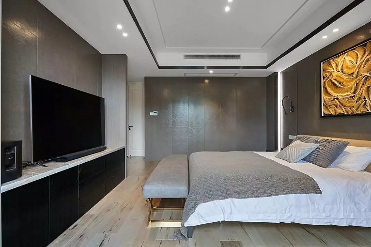 冷色调灰色装修风格,灰色卧室设计高级配色