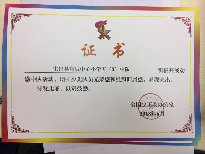 喜报全国优秀少先队集体,全市优秀少先队中队推荐表