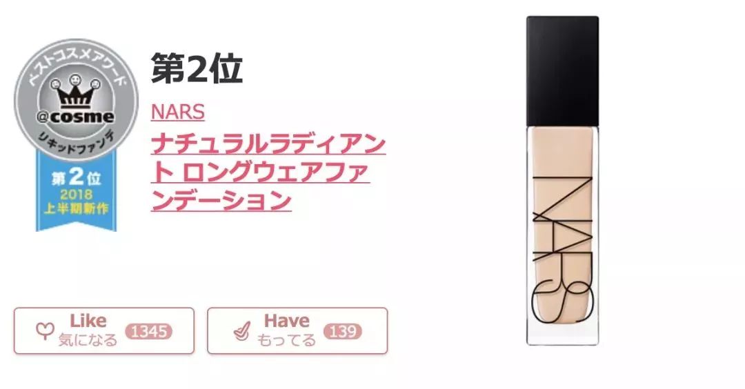 2018cosme大赏完整名单,2020上半年cosme美妆大赏