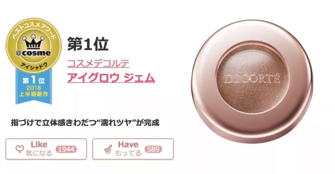 2018cosme大赏完整名单,2020上半年cosme美妆大赏