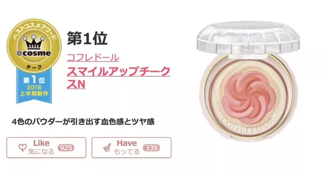 2018cosme大赏完整名单,2020上半年cosme美妆大赏