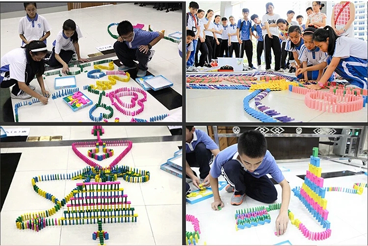 多米诺骨牌积木拼装图,多米诺骨牌和积木花式摆法