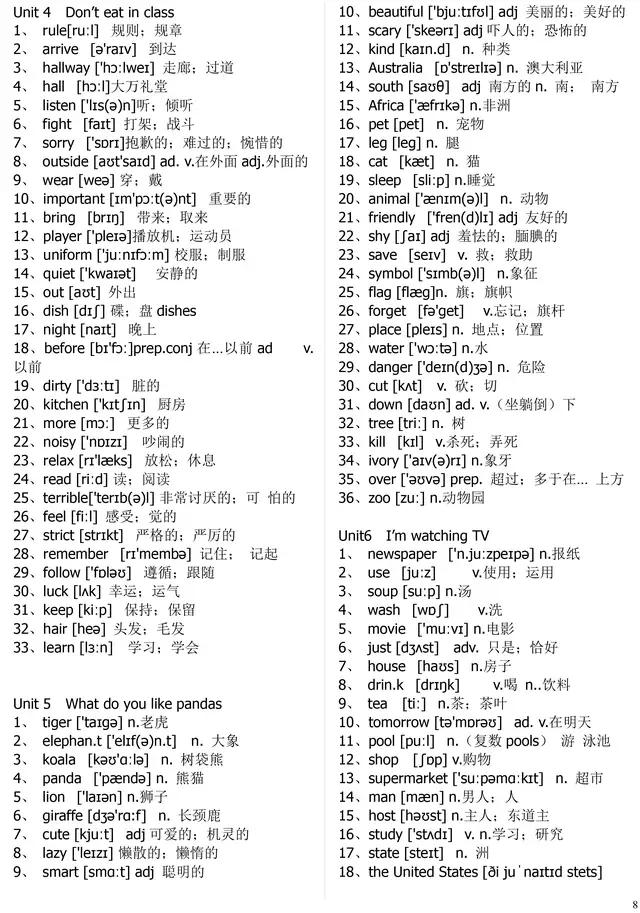 七年级下册英语单词表全部仁爱版,七年级下册英语单词表全部外研版