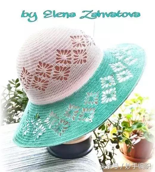 空心线钩太阳帽教程视频,空顶遮阳帽的钩法