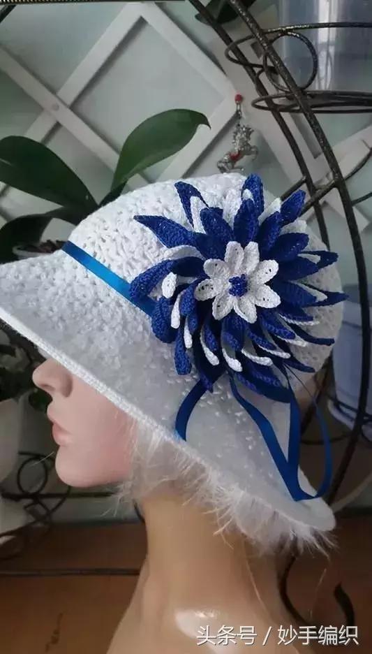 空心线钩太阳帽教程视频,空顶遮阳帽的钩法