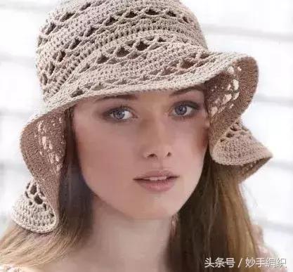 空心线钩太阳帽教程视频,空顶遮阳帽的钩法