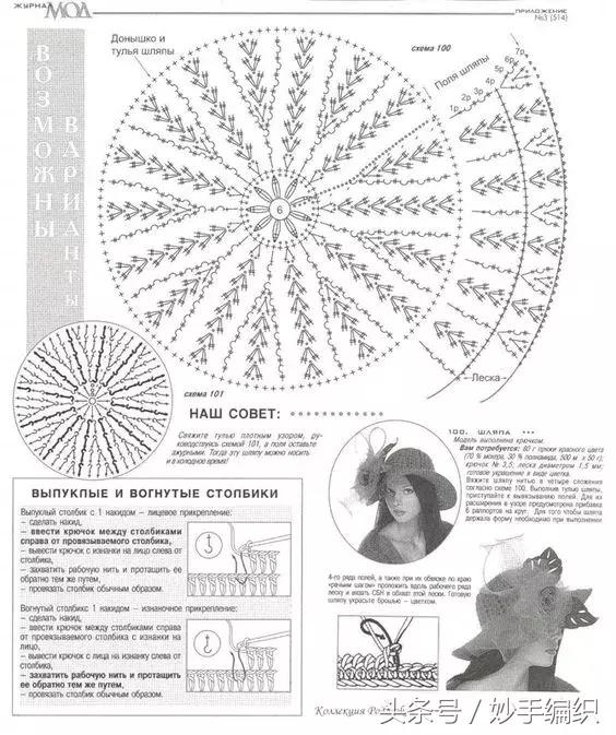 空心线钩太阳帽教程视频,空顶遮阳帽的钩法