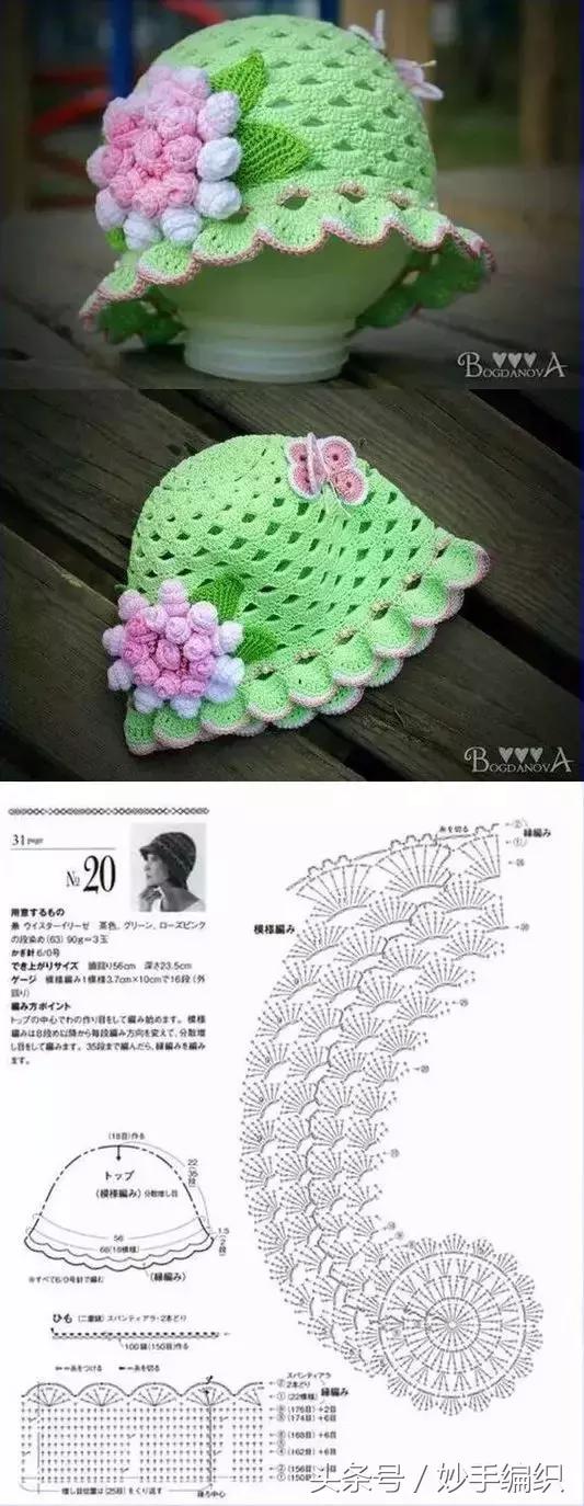 空心线钩太阳帽教程视频,空顶遮阳帽的钩法