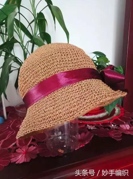 空心线钩太阳帽教程视频,空顶遮阳帽的钩法