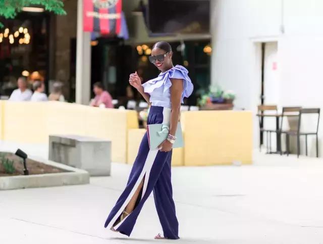 夏天开叉裙子里面可以穿牛仔裤,中长开叉裤裙穿搭