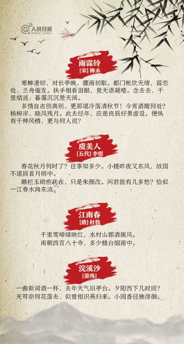 20首传诵千古的诗词全是顶级名篇,30首古典诗词人民日报整理