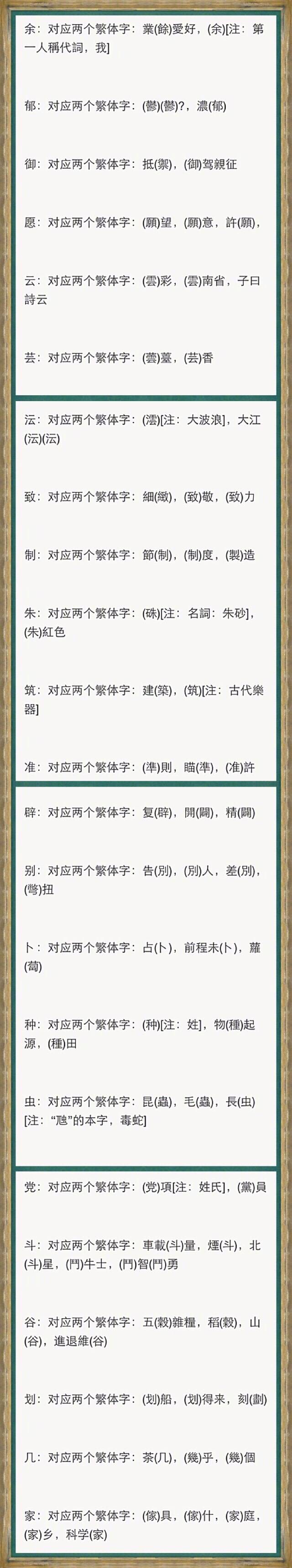 繁体字笔画对照表,繁体字与简化字对照表大全