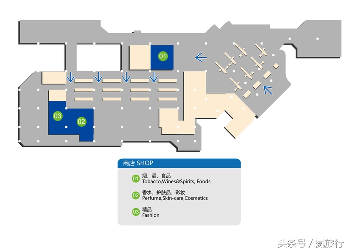 虹桥机场t2免税店分布图,日上机场免税店购物攻略