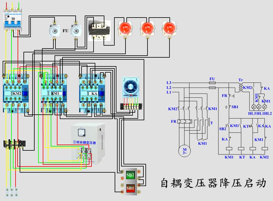 温度表控制星三角降压启动电路图,星三角降压启动控制电路图手动
