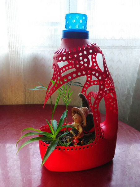 奥妙洗衣液瓶做花盆教程简单,洗衣液瓶子简单养花教程图片