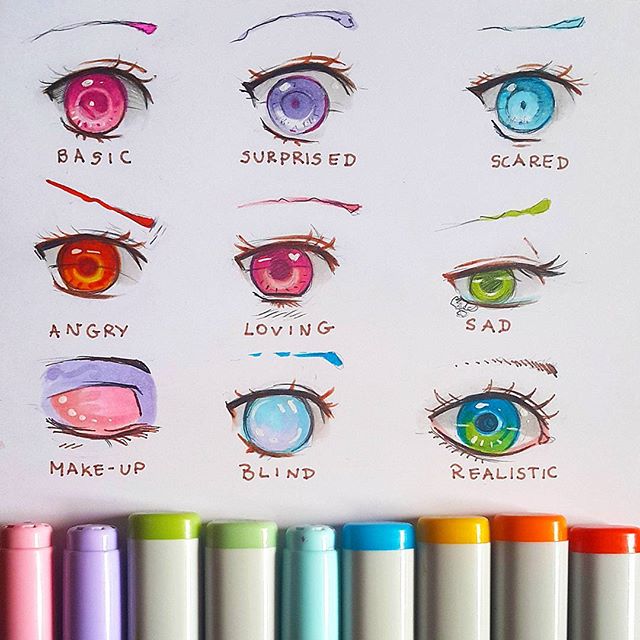如何用马克笔画简单又好看的眼睛,用马克笔画出简单又好看的图