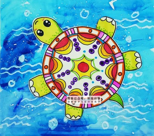 海洋大乌龟的简单画法,绘画乌龟水里游