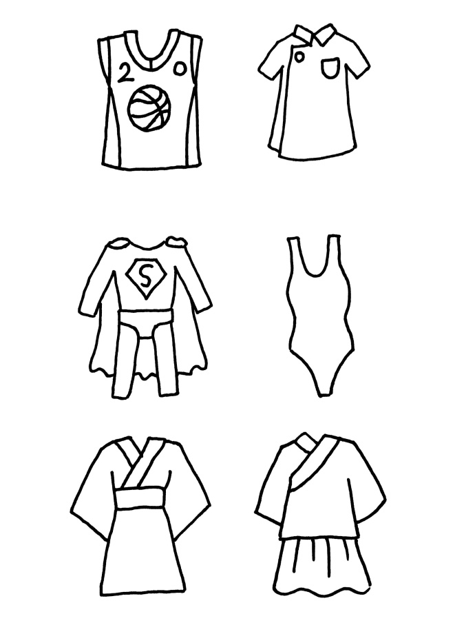 小男孩穿各种各样的衣服简笔画,各种各样的衣服简笔画带颜色
