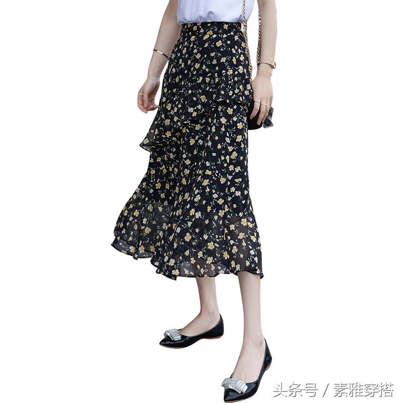 时尚碎花裙半身淑女,碎花半身长裙的搭配秋冬