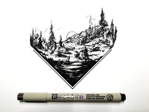 针管笔手绘小插画,针管笔手绘花卉插画