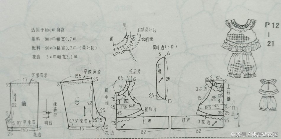 童装女童3-6岁潮流洋气裁剪图,童装裙子裁剪图