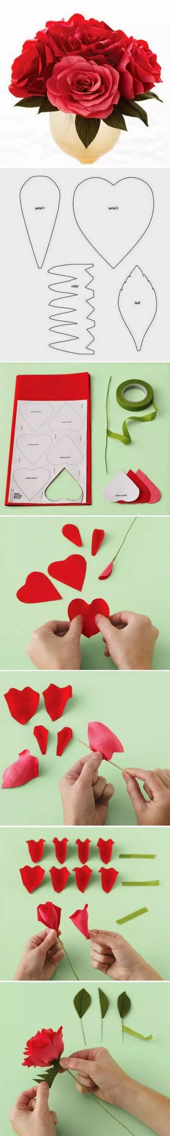 吸管玫瑰花的折法视频慢教程,玫瑰花皱纹纸折法简单又漂亮