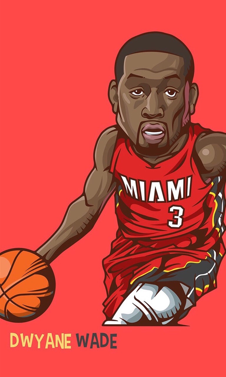 体育迷的最爱，个性的NBA体育明星卡通动漫真人手机壁纸都有了