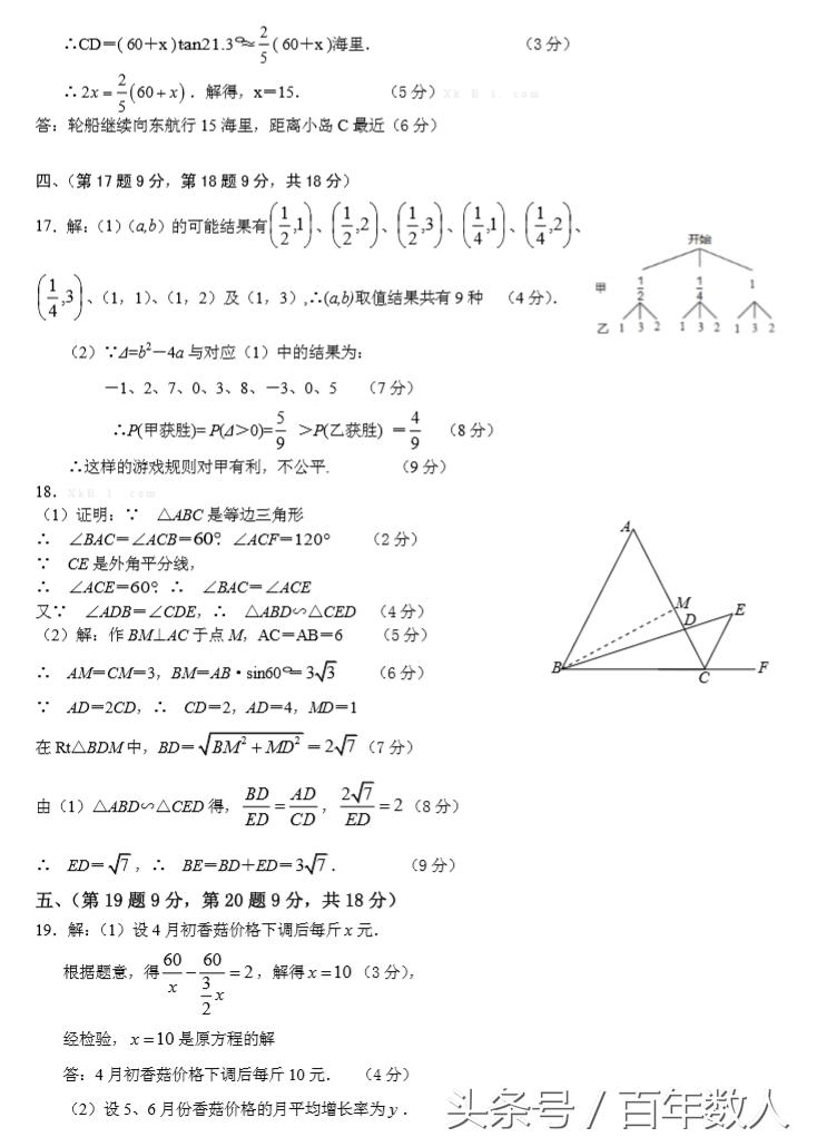 九年级数学试卷压轴题讲解,九年级数学高分突破试卷答案