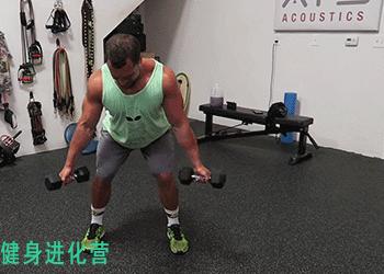 背部训练动作之俯身双臂哑铃划船,哑铃练背部肌肉最快最有效的方法