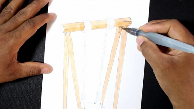 蘑菇秋千创意画,秋千上的花怎么画