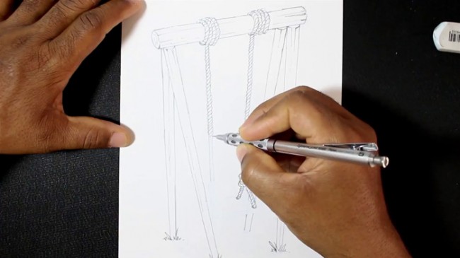 蘑菇秋千创意画,秋千上的花怎么画