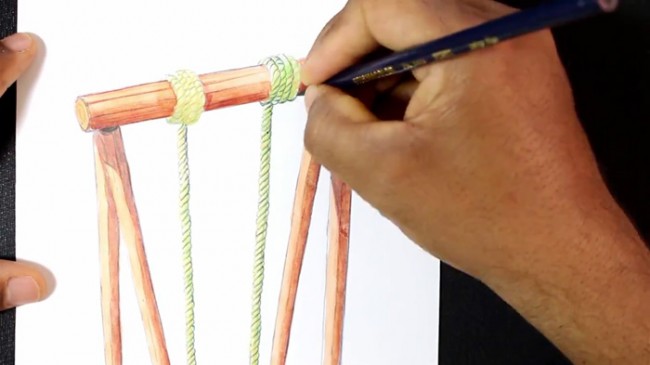 蘑菇秋千创意画,秋千上的花怎么画