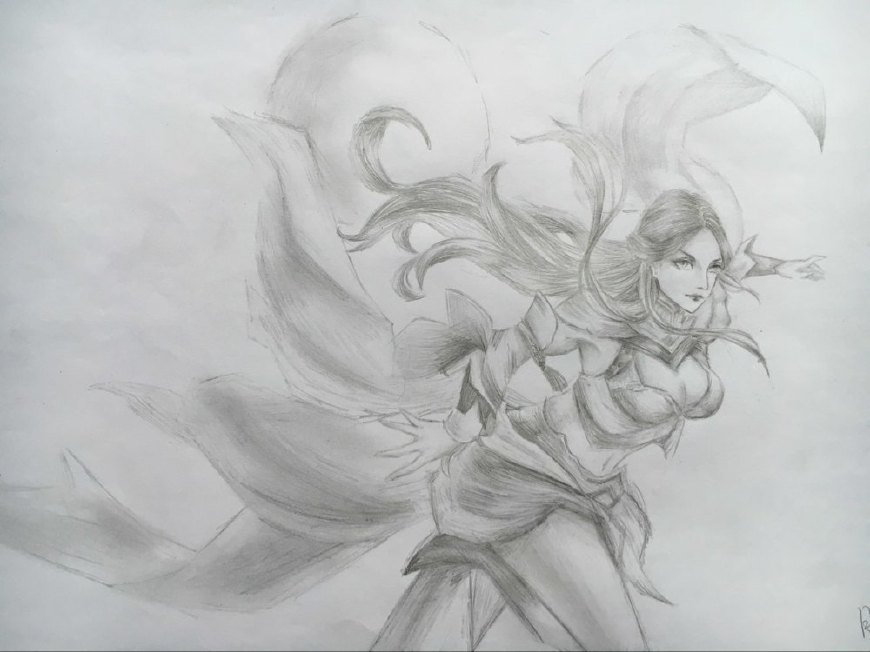 手绘q版王者人物妲己,王者荣耀妲己自创皮肤星狐手绘