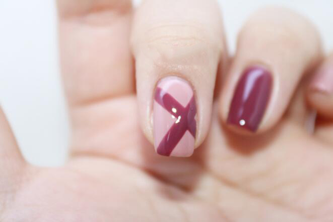 线条格纹美甲教程,美甲格纹款式图片大全