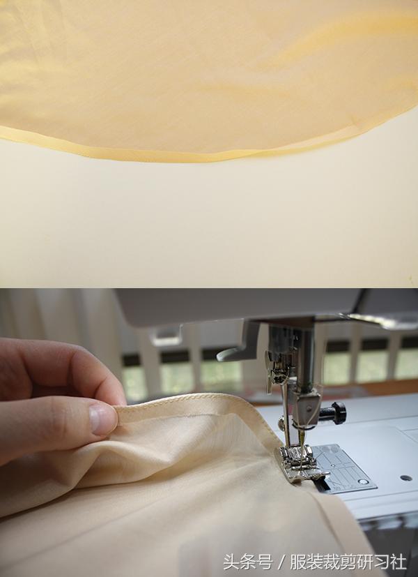 镂空下摆卷边技巧,荷叶边下摆卷边技巧